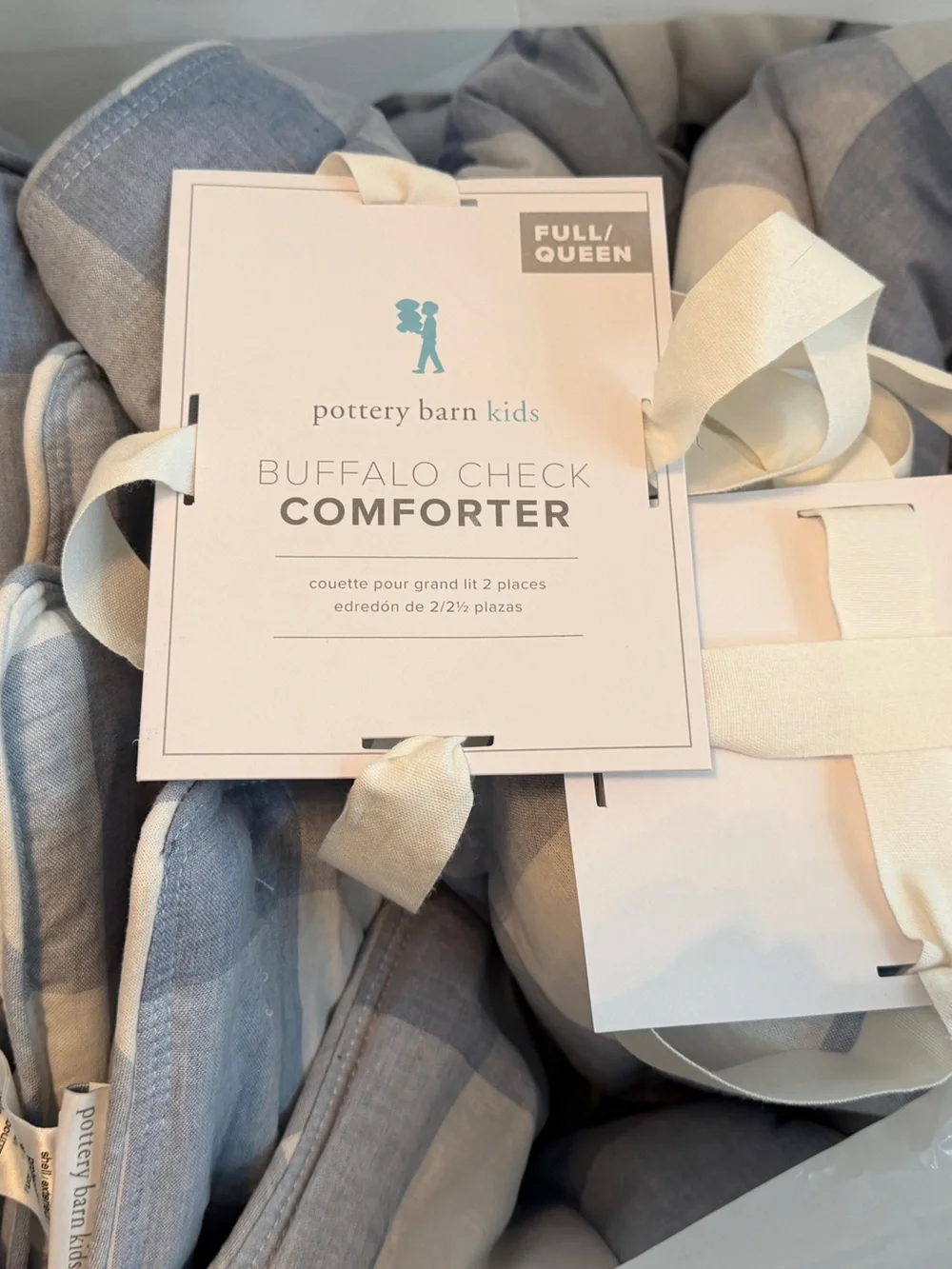 NWT Pottery Barn Kids Buffalo Check Queen Comforter and Shams